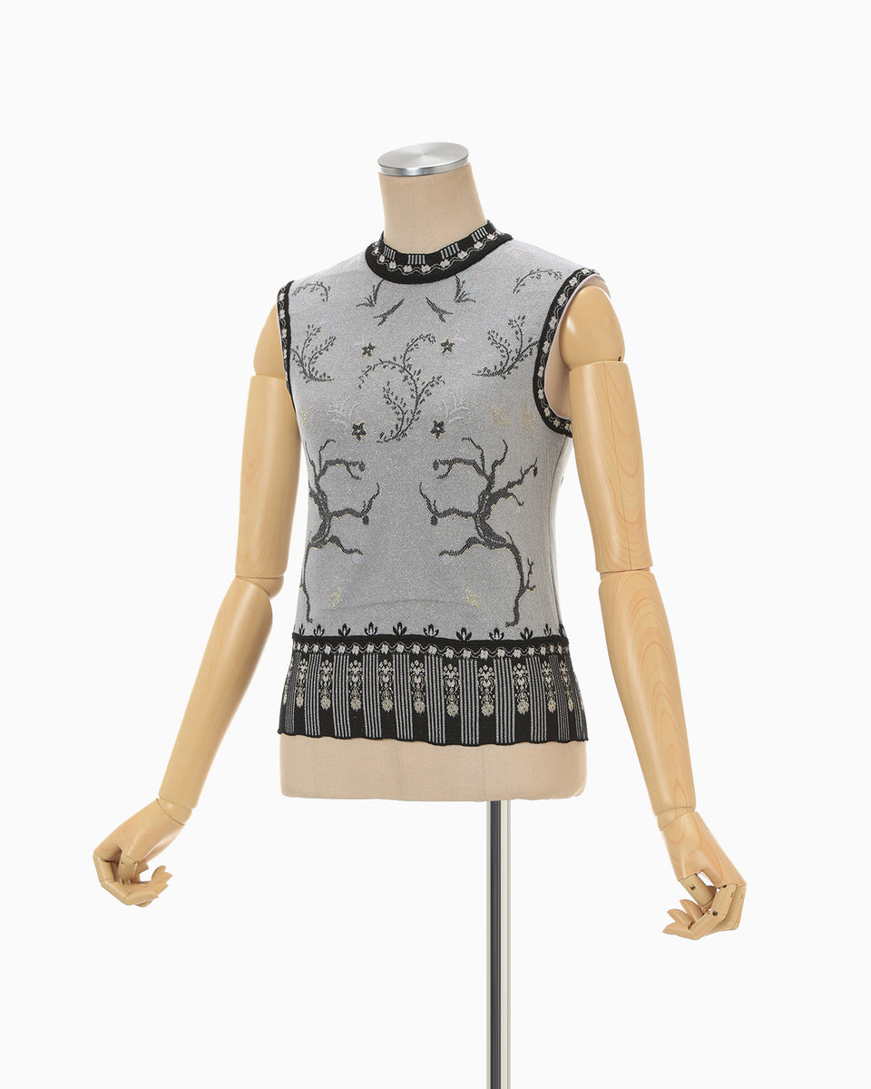 mame kurogouchi ニット Layered Jacquard Sleeveless Knit Top - black - Mame Kurogouchi