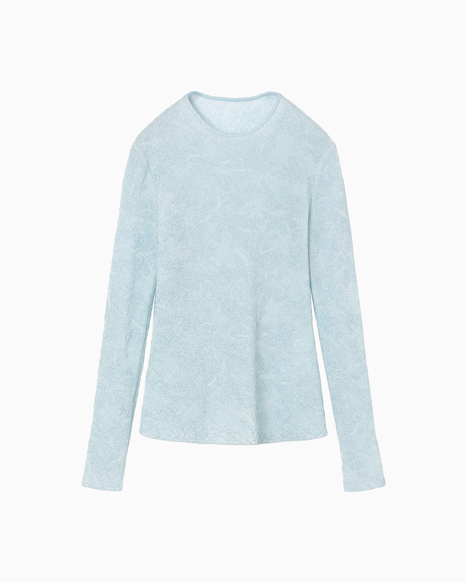 【新品タグ有】マメクロゴウチ フローラルジャカードシアーニットトップ ブルー 1 Floral Jacquard Sheer Knit Top - blue - Mame Kurogouchi