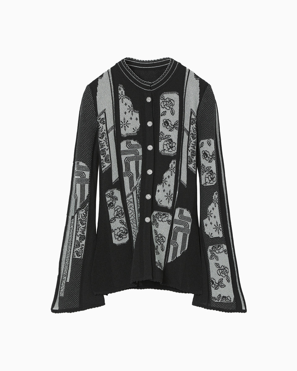 ➖最終SALE➖ Mame Kurogouch カーディガン 19SS Multi-Pattern Knit Cardigan - black - Mame Kurogouchi