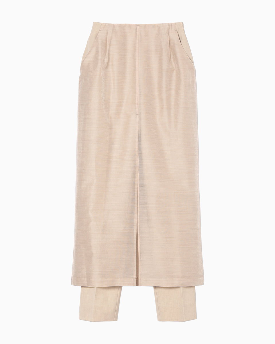 Wool Nylon Shimmering Trousers - beige - Mame Kurogouchi