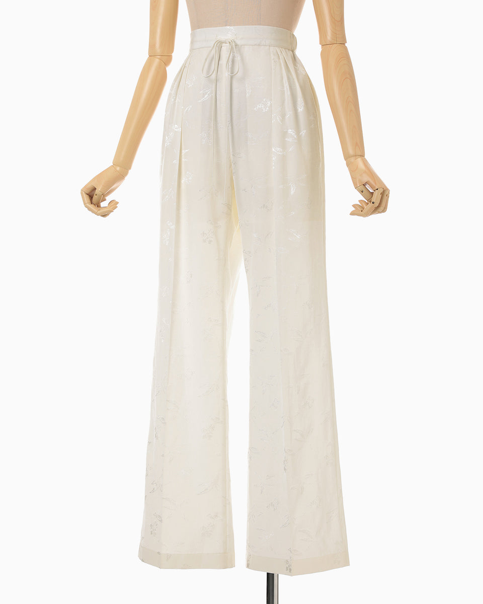 ともこ Karako Jacquard Trousers - ecru - Mame Kurogouchi