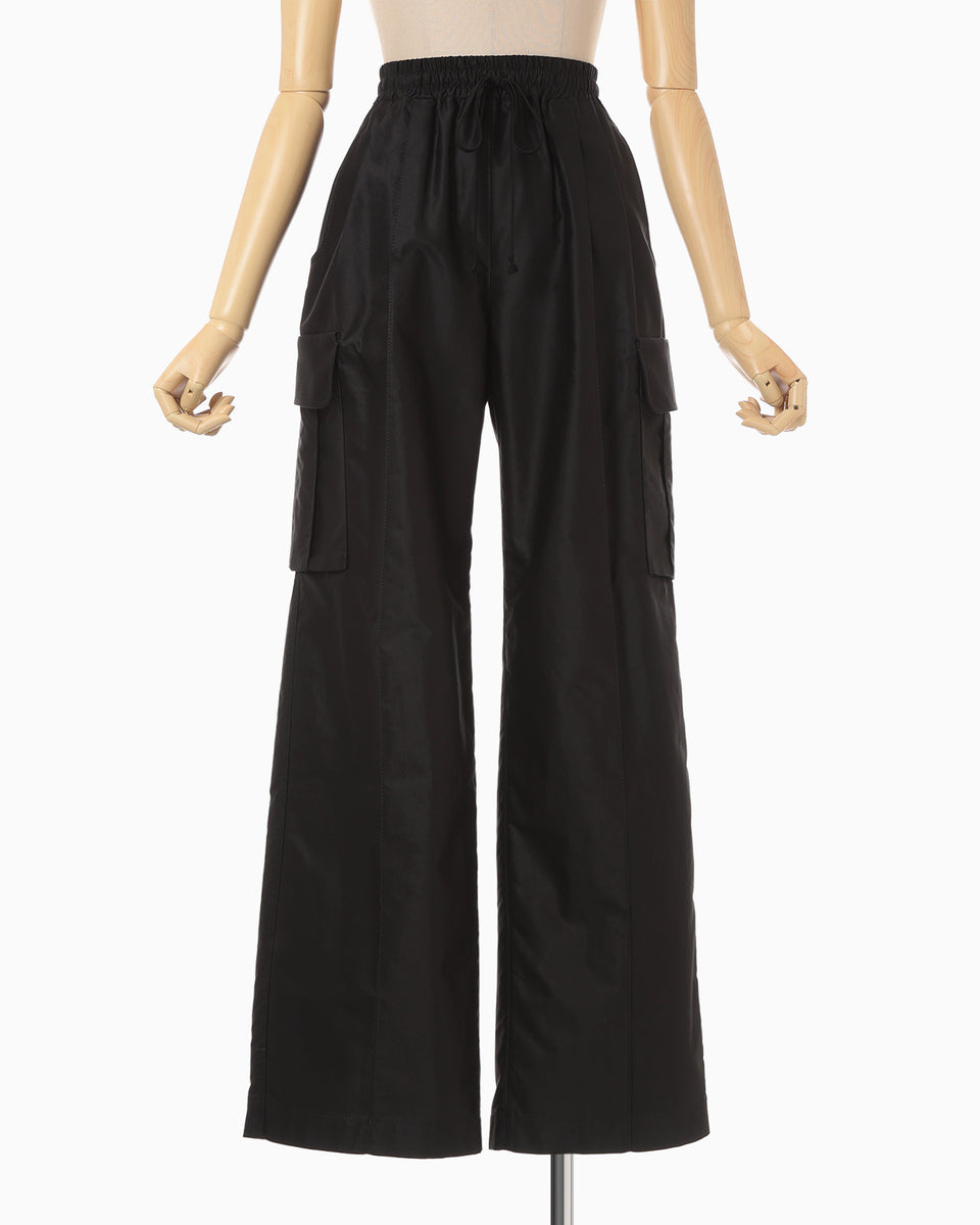Cotton High Waisted Cargo Trousers - black - Mame Kurogouchi