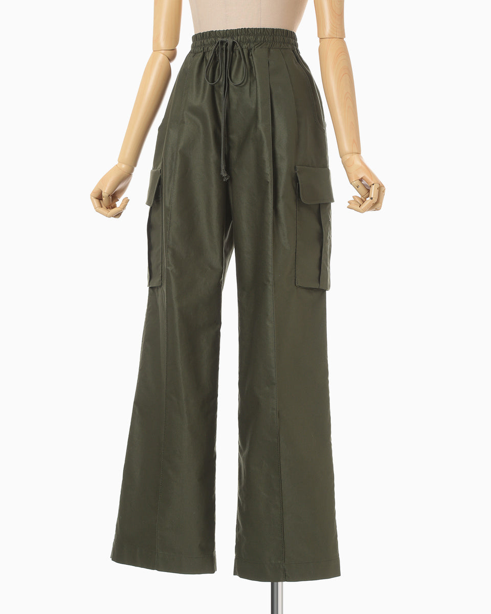 Cotton High Waisted Cargo Trousers - khaki - Mame Kurogouchi