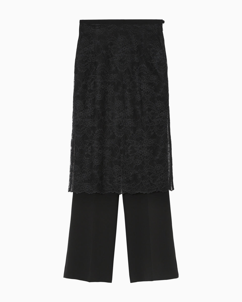 Raschel Lace Layered Trousers - black - Mame Kurogouchi