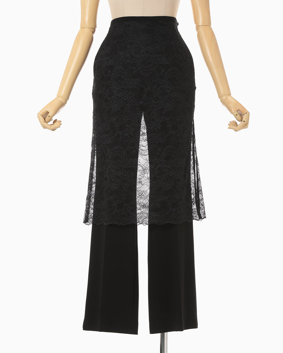 Raschel Lace Layered Trousers - black - Mame Kurogouchi