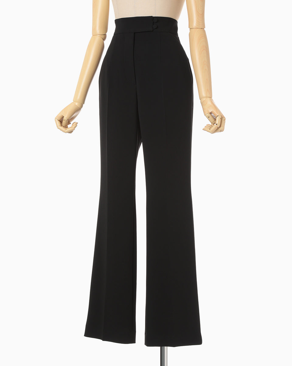 Triacetate Polyester High Waisted Center Creased Suit Trousers