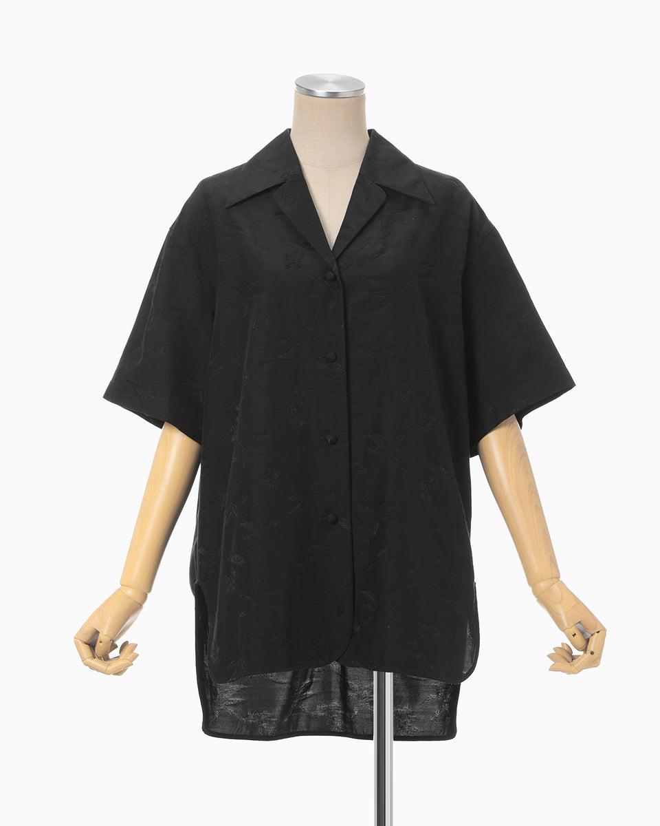 新品mame Karako Jacquard Open Collar Shirt Karako Jacquard Open Collar Shirt - black - Mame Kurogouchi