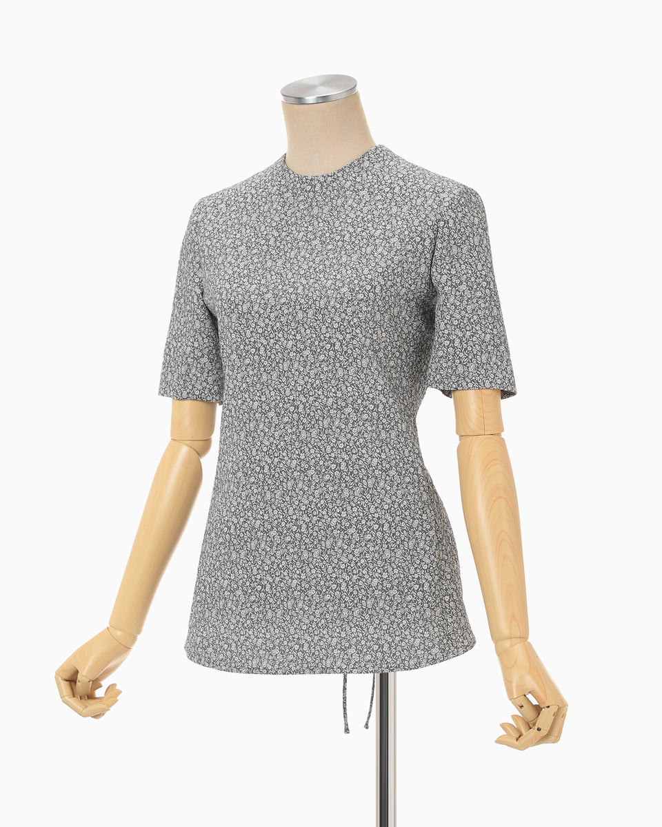 Floral Jacquard Open Back Top - grey - Mame Kurogouchi