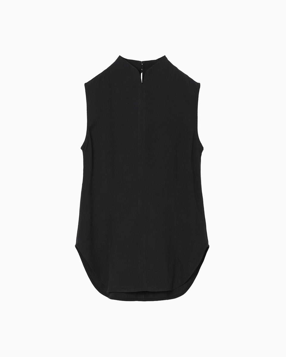Puffed Floral Jacquard Sleeveless Top - black - Mame Kurogouchi