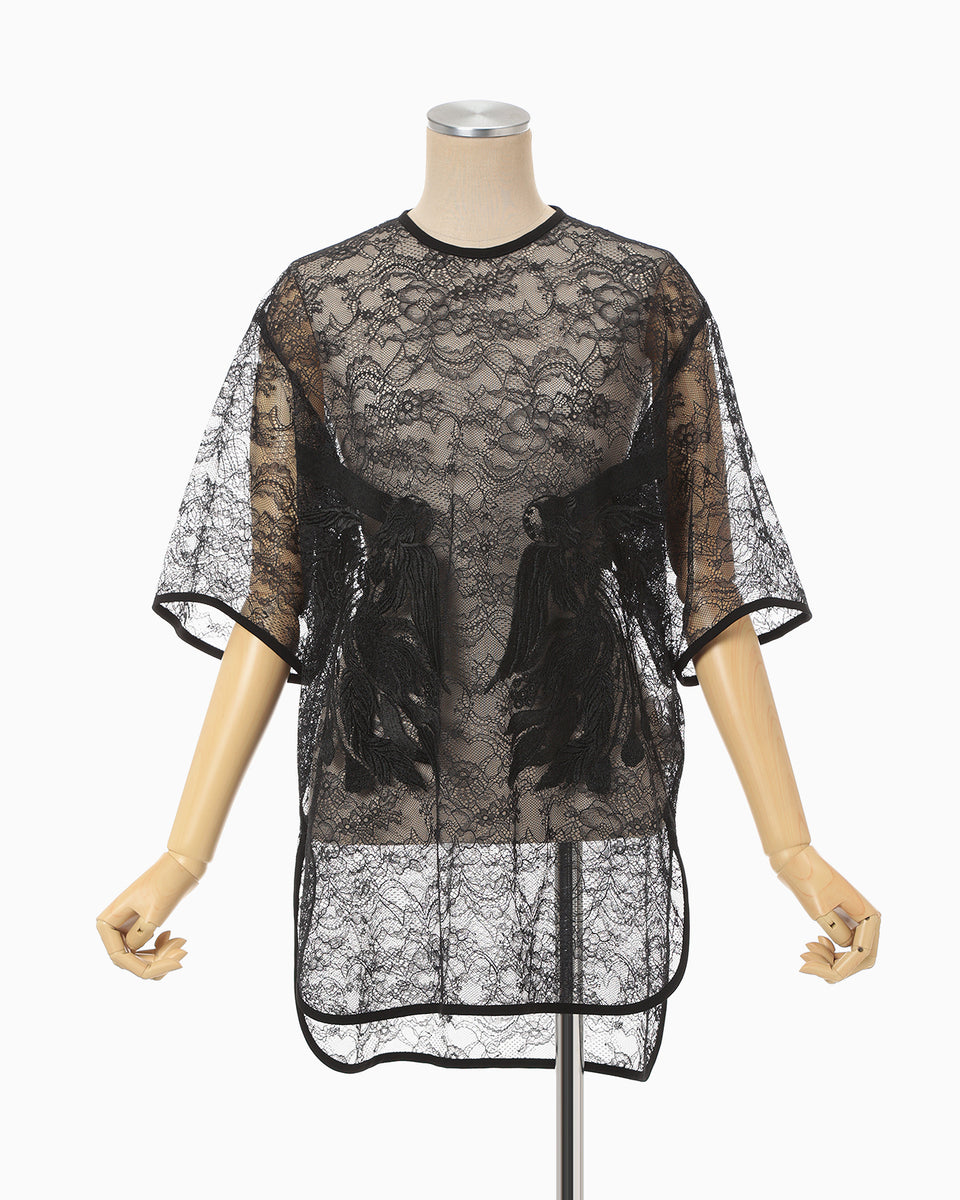 Raschel Lace Embroidered Top - black - Mame Kurogouchi