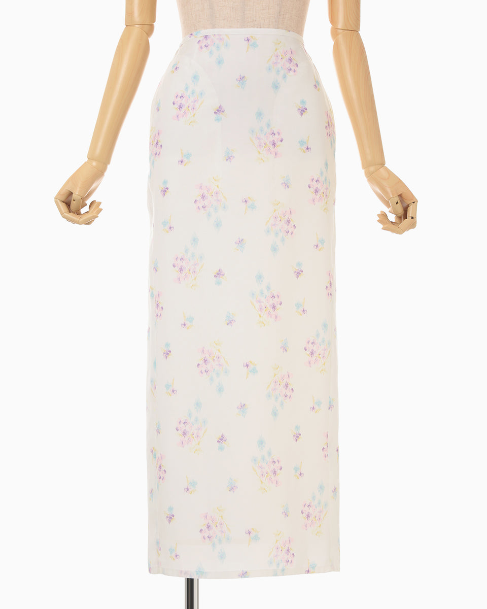 Floral Motif Printed Skirt - white - Mame Kurogouchi