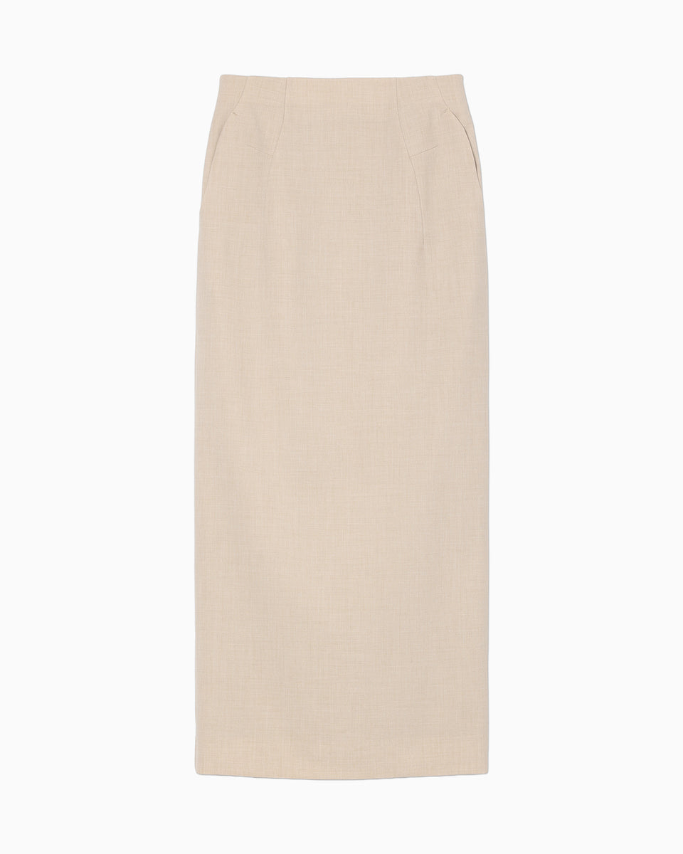 Curved Dart I-line Skirt - beige - Mame Kurogouchi