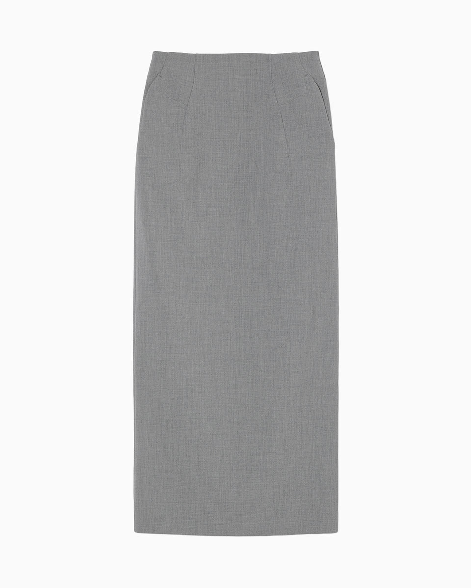 Curved Dart I-line Skirt - grey - Mame Kurogouchi