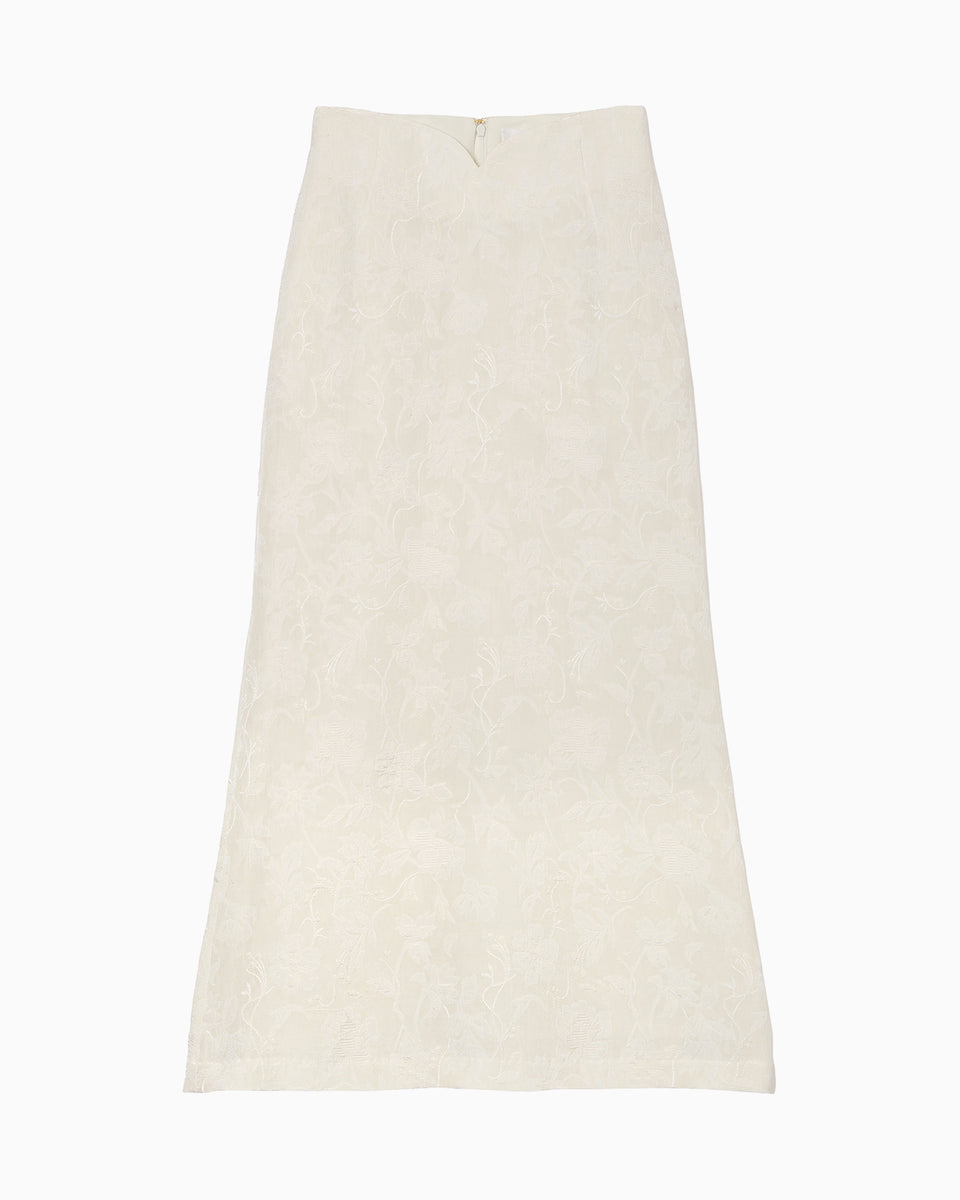 Raised Jacquard A-Line Skirt - ecru - Mame Kurogouchi