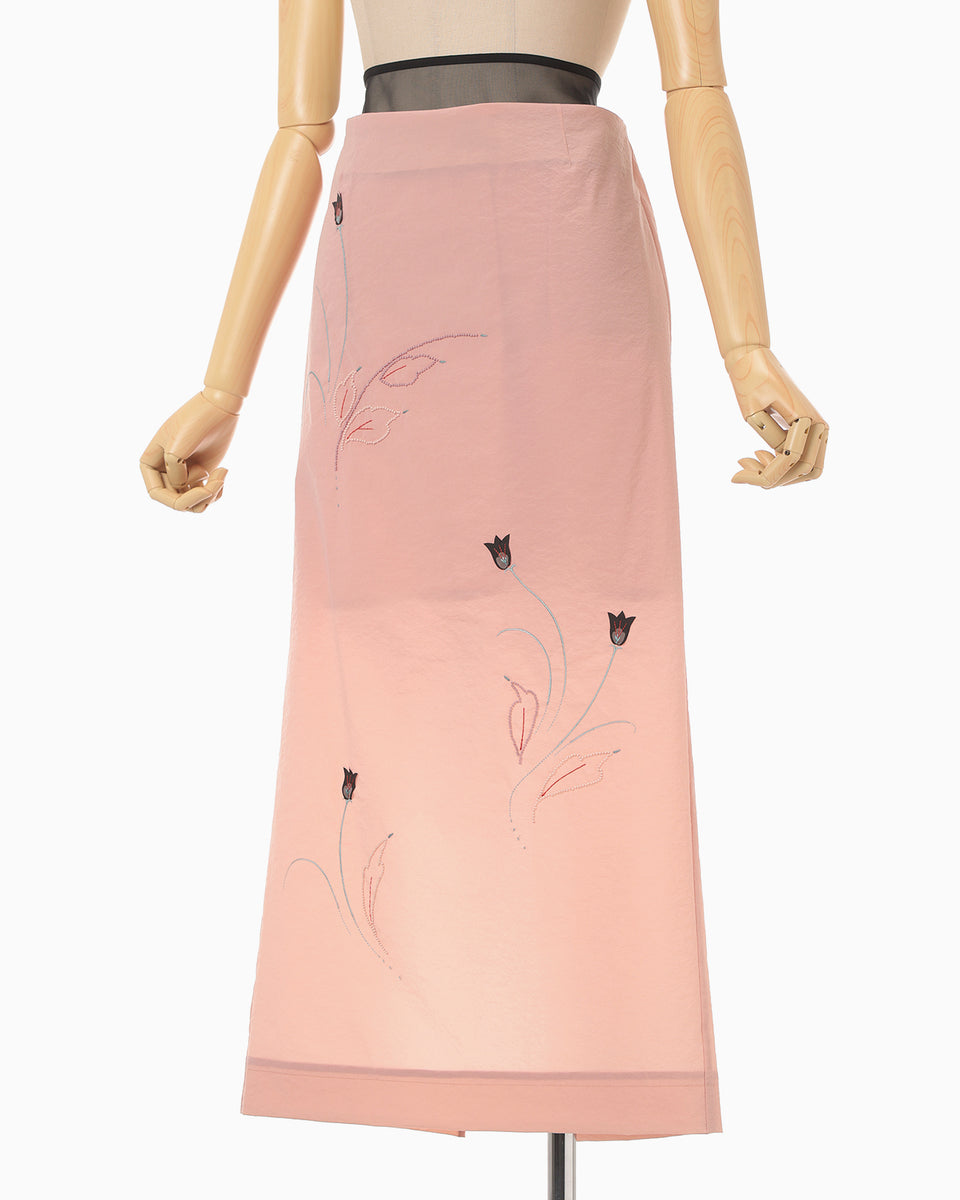 Stretch Beaded Detail Skirt - pink - Mame Kurogouchi