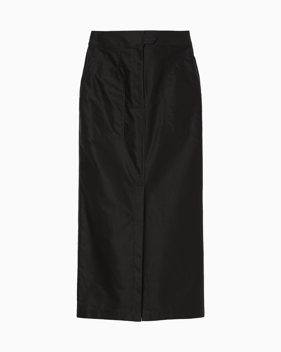 Cotton High Waisted Work Skirt - black - Mame Kurogouchi