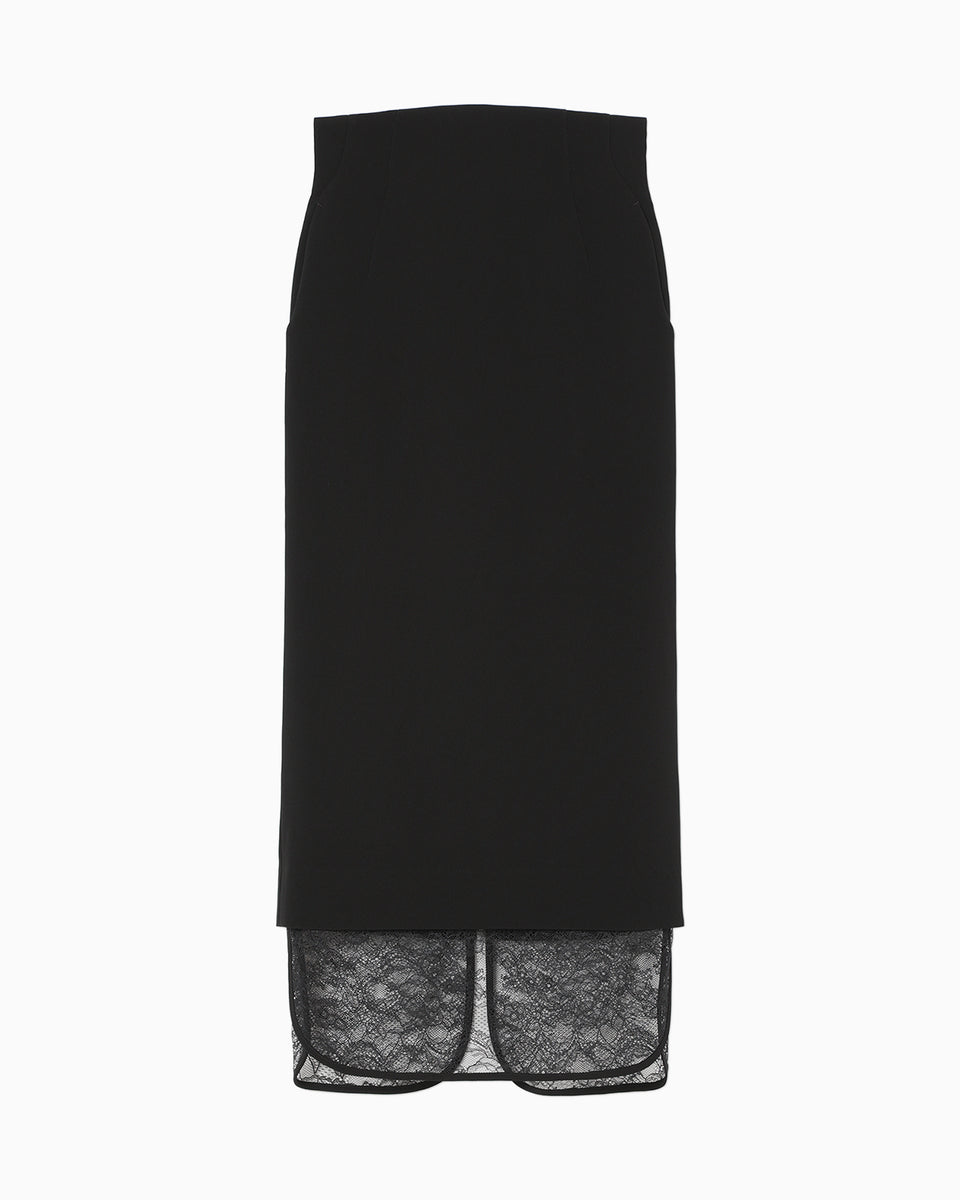Raschel Lace Layered Skirt - black - Mame Kurogouchi