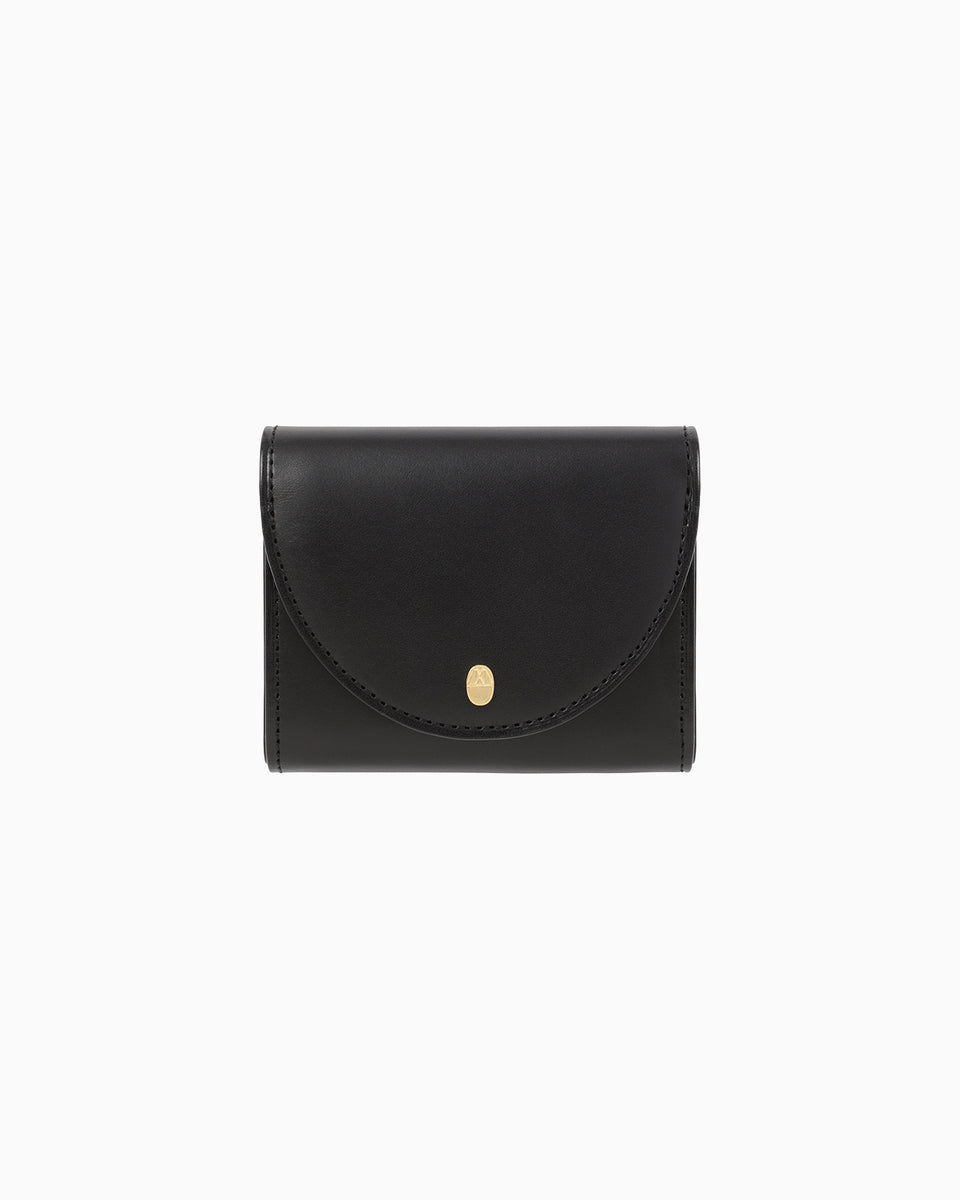 Monogram Trifold Leather Wallet - black - Mame Kurogouchi