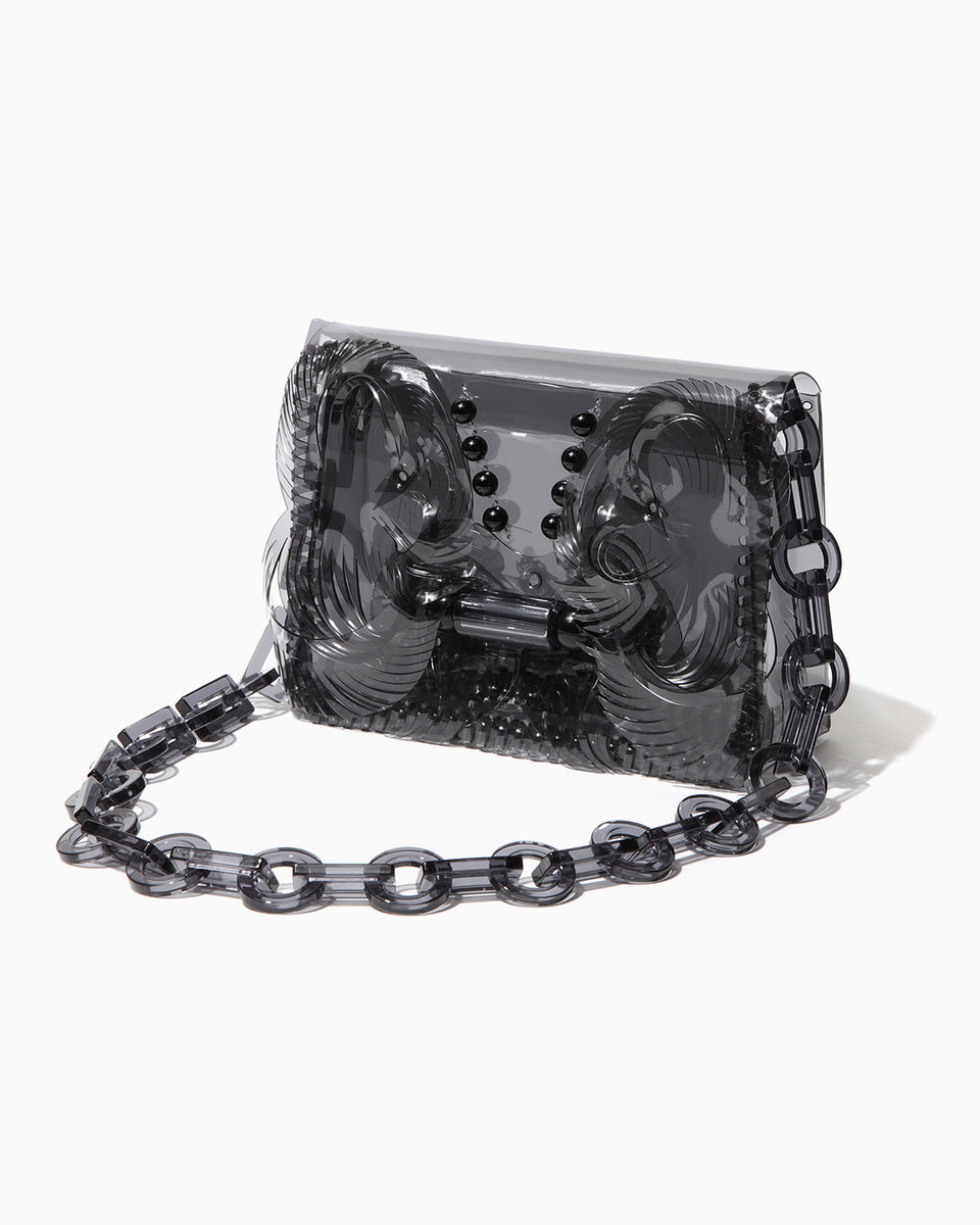 Transparent Sculptural Mini Chain Bag - black - Mame Kurogouchi