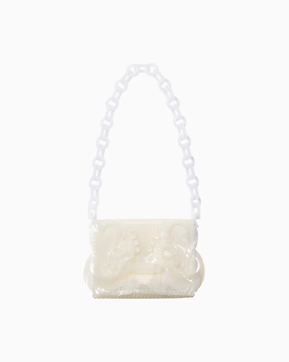 Transparent Sculptural Mini Chain Bag - white - Mame Kurogouchi