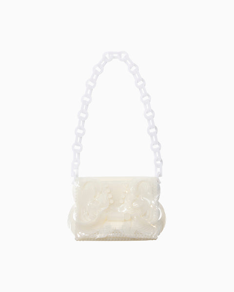 Transparent Sculptural Mini Chain Bag - white