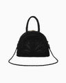 Cording Embroidery Demi Lune Handbag - black