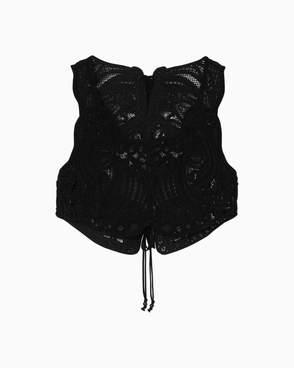 Cord Embroidery Vest - black - Mame Kurogouchi