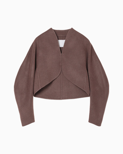 Silk Cashmere Reversible Sewing Bolero Jacket - brown
