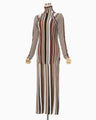 Stripe Jacquard High Neck Knitted Dress - brown