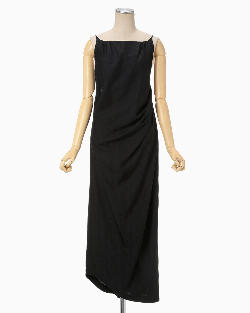 Floral Pattern Silk Rayon Jacquard Camisole Dress - black - Mame 