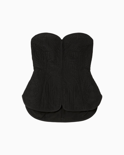 Floral Quilted Silk Bustier - black