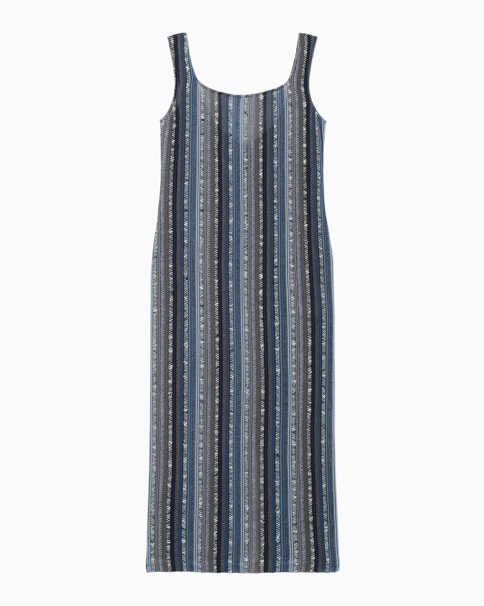 Raschel Stripe Jersey Sleeveless Dress - navy - Mame Kurogouchi