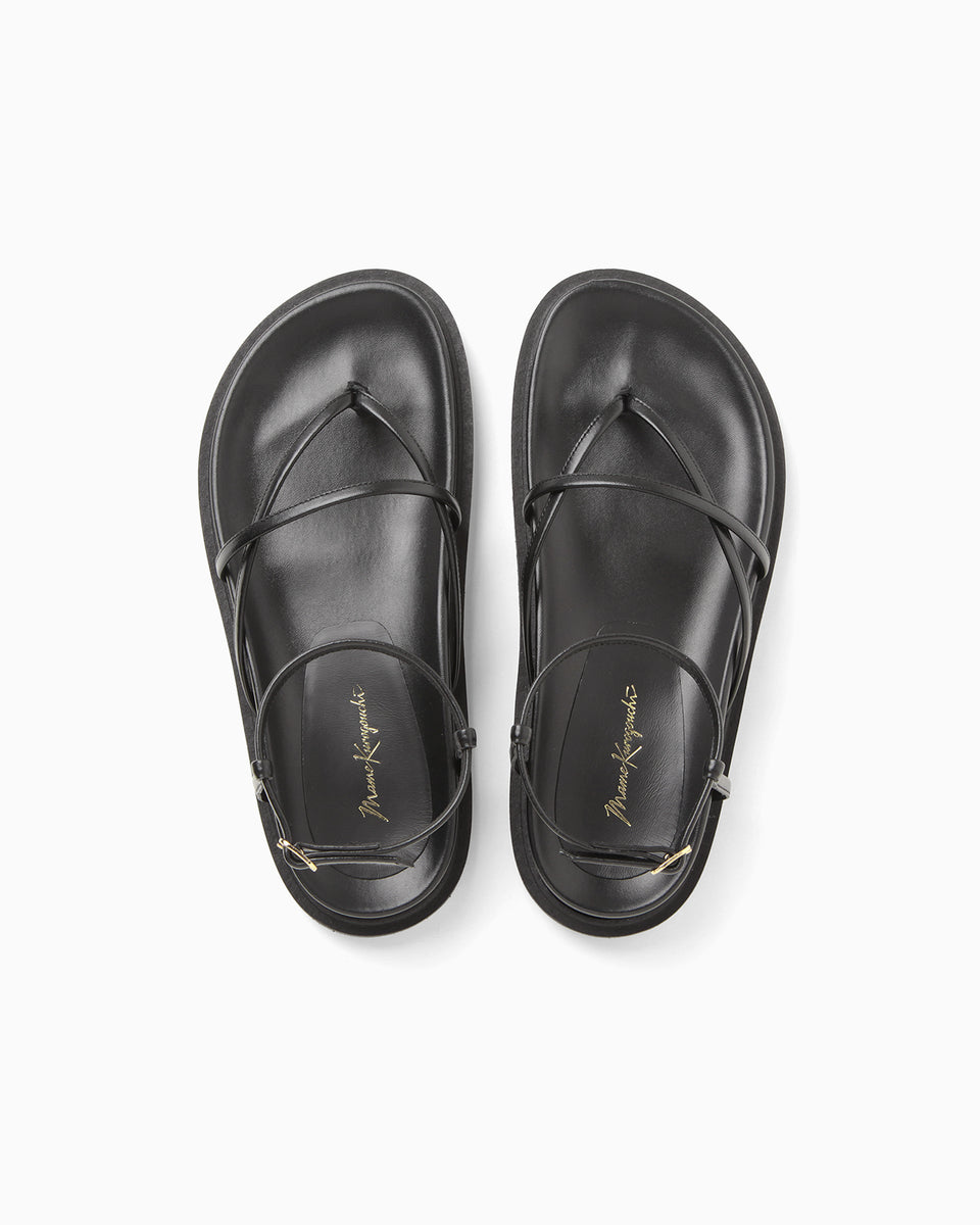 【期間限定送料無料】 - Sandals Strap Ankle black Kurogouchi Mame - 靴