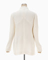 Linen Touch Triacetate Collarless Double Breasted Jacket - white