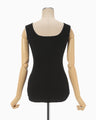 Shirring Jersey Jacquard Sleeveless Top - black
