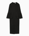 Volume Sleeve Cotton Jersey Dress - black