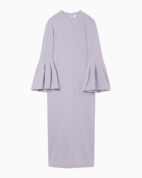 Volume Sleeve Cotton Jersey Dress - purple