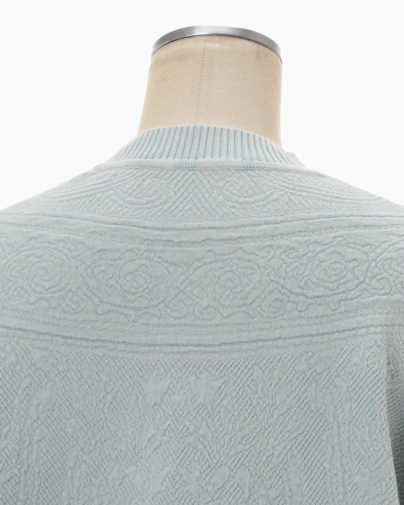 Floral Pattern Jacquard Washed Knitted Top - blue