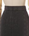 Floral Pattern Jacquard Washed Knitted Skirt - black