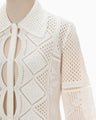 Cotton Lace Knitted Cardigan - white
