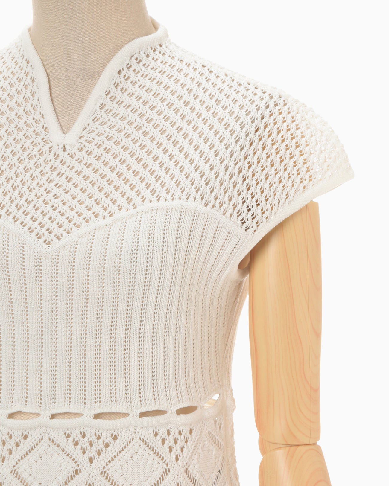 Cotton Lace Sleeveless Knitted Top - white