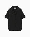 Floral Pattern Acetate Rayon Jacquard Shirt - black