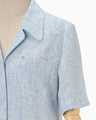 Floral Pattern Acetate Rayon Jacquard Shirt - blue