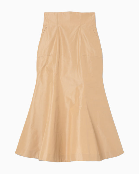 Cotton Silk Nep Mermaid Skirt - beige