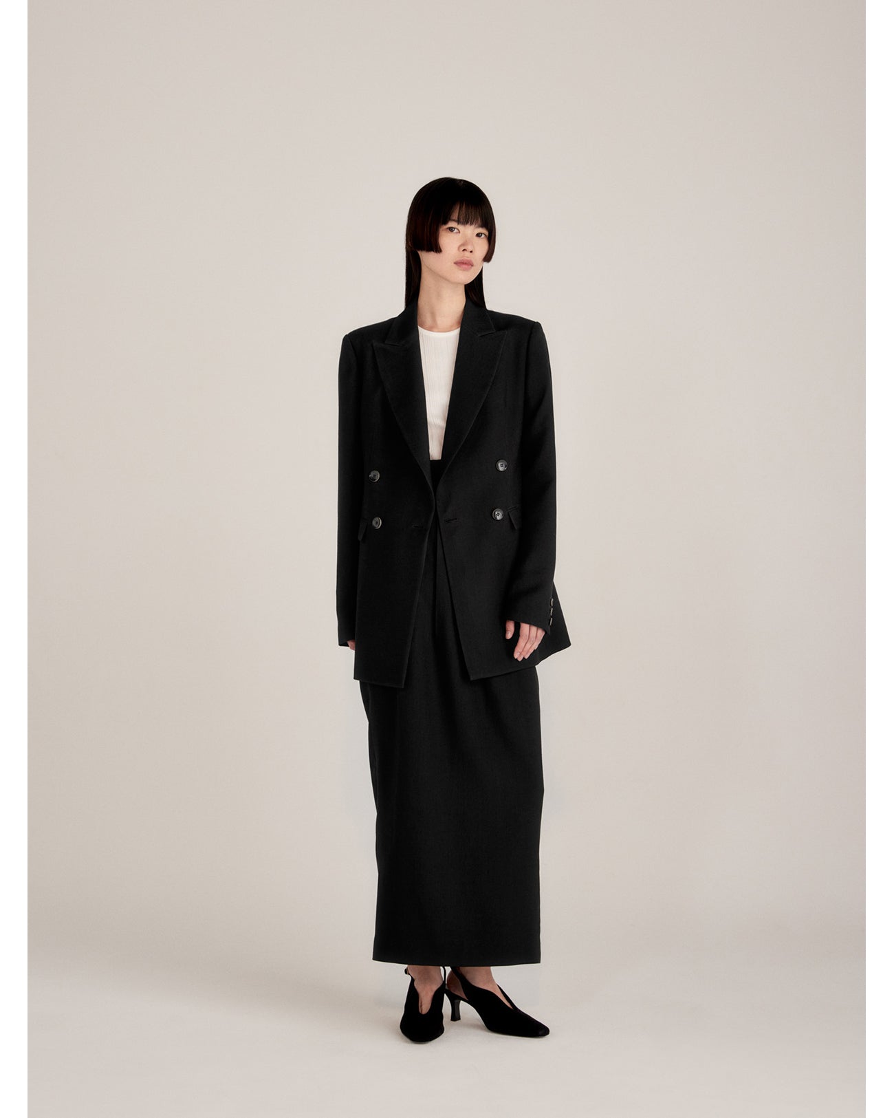 Linen Touch Triacetate Cocoon Skirt - black - Mame Kurogouchi