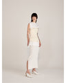 Floral Jacquard Knitted I-Line Skirt - white
