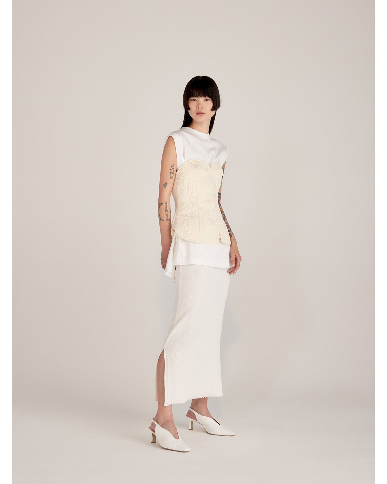 Suvin Cotton Jersey Emboridery Top - white