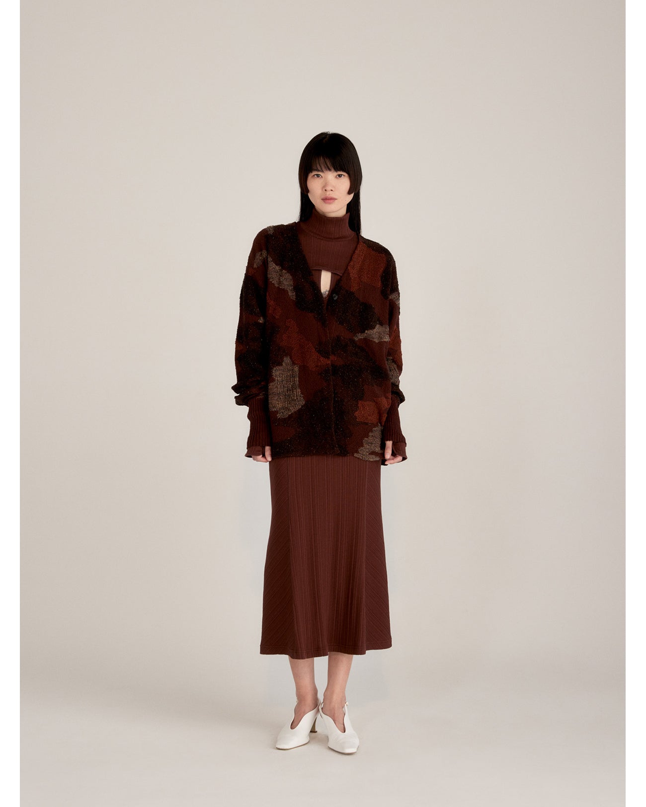 Random Ribbed Organic Cotton 2 way Dress - brown - Mame Kurogouchi