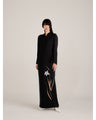 Triacetate Floral Embroidery Dress - black × black