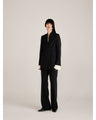 Collarless Double Breasted Suit Jacket - black